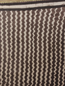 Brown Maroon Ivory Hand Block Printed Chanderi Silk Saree With Ghicha Border - S031701158