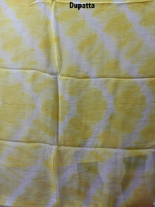 Indigo Beige Hand Block Printed Cotton Suit-Salwar Fabric With Chiffon Dupatta - S1628116