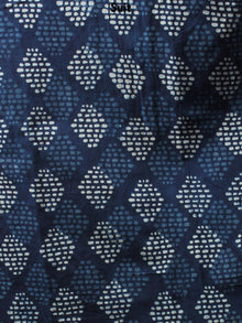 Indigo Beige Hand Block Printed Cotton Suit-Salwar Fabric With Chiffon Dupatta - S1628116