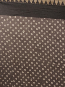 Brown Black Ivory Hand Block Printed Kalamkari Chanderi Silk Saree With Ghicha Border - S031701164