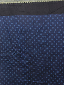 Indigo Black Ivory Hand Block Printed Kalamkari Chanderi Silk Saree With Ghicha Border - S031701165