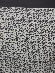Ivory Black Hand Block Printed in Natural Colors Cotton Mul Saree - S031701167
