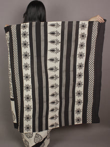Ivory Black Hand Block Printed in Natural Colors Cotton Mul Saree - S031701170