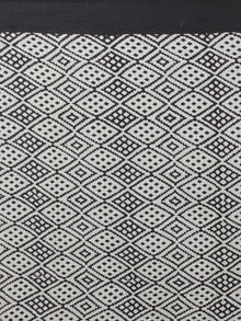 Ivory Black Hand Block Printed in Natural Colors Cotton Mul Saree - S031701170