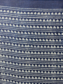 Indigo Ivory Cotton Hand Block Printed Saree in Natural Colors - S031701179