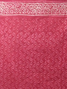 Pink Beige White Hand Block Printed Cotton Saree in Natural Colors - S03170831