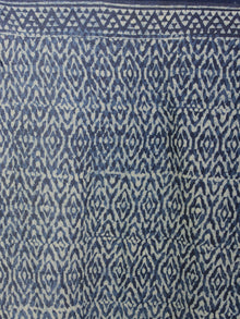 Indigo Ivory Blue Cotton Hand Block Printed Saree in Natural Colors - S031701186