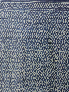 Indigo Ivory Blue Cotton Hand Block Printed Saree in Natural Colors - S031701186