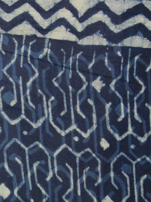 Indigo Ivory Blue Cotton Hand Block Printed Saree in Natural Colors - S031701190