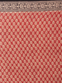 Rust Red Beige Black Cotton Hand Block Printet Saree in Natural Colors - S031701194
