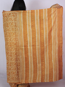 Tussar Handloom Silk Hand Block Printed Saree in Mustard Ivory - S031701198