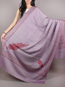 Purple Red Pink Pure Wool Jalidour Koundar Cashmere Shawl From Kashmir - S200402
