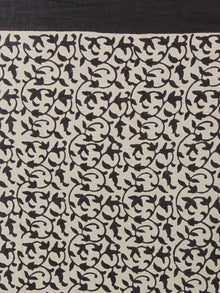 Black Ivory Hand Block Printed in Cotton Mul Saree - S031701201