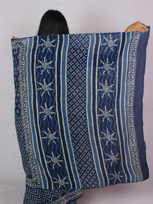 Indigo Ivory Hand Block Printed in Natural Colors Cotton Mul Saree - S031701203