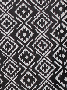Black White Yellow Hand Block Printed in Cotton Mul Saree - S031701204