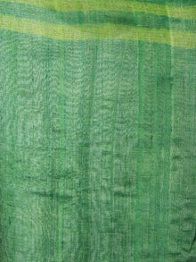Tussar Handloom Silk Hand Block Printed Saree in Basil & Fern Green - S031701206