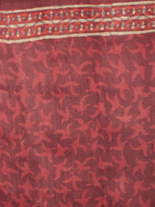 Tussar Handloom Silk Hand Block Printed Saree in Plum Ivory Grey - S031701207