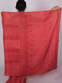 Tussar Handloom Silk Hand Block Printed Saree in Light Vermilion Red - S031701208