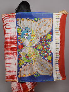 Red Ivory Multi Color Hand Shibori Dyed With Kalamkari Pallu Chanderi Silk Saree - S031701209