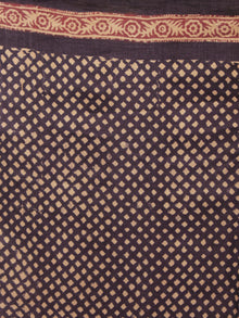 Tussar Handloom Silk Hand Block Printed Saree in Dark Vermilion Red Purple Beige - S031701205