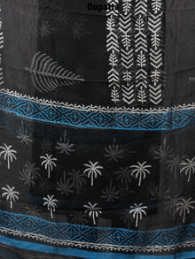 Black White Hand Block Printed Cotton Suit-Salwar Fabric With Chiffon Dupatta - S1628121