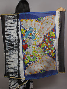 Black Ivory Multi Color Hand Shibori Dyed With Kalamkari Pallu Chanderi Silk Saree - S031701213