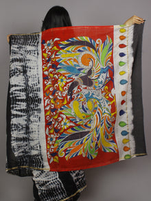 Black Ivory Multi Color Hand Shibori Dyed With Kalamkari Pallu Chanderi Silk Saree - S031701219