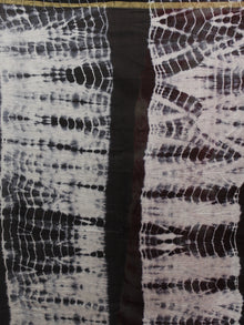 Black Ivory Multi Color Hand Shibori Dyed With Kalamkari Pallu Chanderi Silk Saree - S031701219