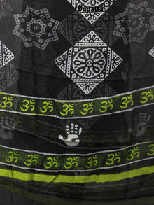 Black White Hand Block Printed Cotton Suit-Salwar Fabric With Chiffon Dupatta - S1628122