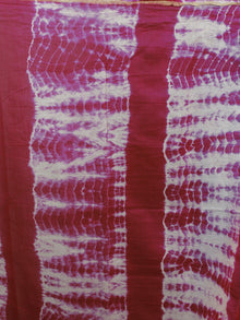 Pink Ivory Multi Color Hand Shibori Dyed With Kalamkari Pallu Chanderi Silk Saree - S031701220
