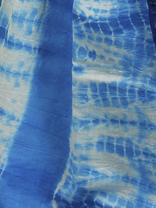 Azure Blue Ivory Multi Color Hand Shibori Dyed With Kalamkari Pallu Chanderi Silk Saree - S031701221