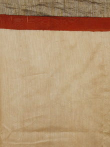 Maroon Beige Black Hand Block Printed & Hand Painted in Natural Vegetable Colors Chanderi Saree With Ghicha Border - S031701223
