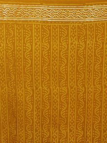 Mustard Yellow Ivory Hand Block Printed in Natural Colors Cotton Mul Saree - S031701230