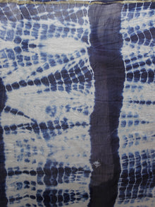 Indigo Ivory Multi Color Hand Shibori Dyed With Kalamkari Pallu Chanderi Silk Saree - S031701231