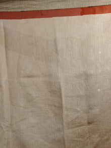 Maroon Beige Black Hand Block Printed & Hand Painted in Natural Vegetable Colors Chanderi Saree With Ghicha Border - S031701240