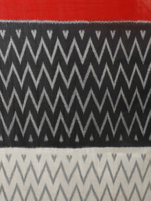 Black Ivory Grey Red Ikat Handwoven Pochampally Mercerized Cotton Saree - S031701242