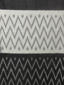 Black Ivory Grey Ikat Handwoven Pochampally Mercerized Cotton Saree - S031701243