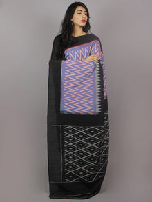 Purple Black Grey Pink Ikat Handwoven Pochampally Mercerized Cotton Saree - S031701244