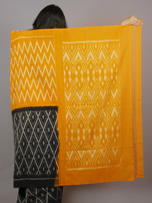 Yellow Black Grey Ikat Handwoven Pochampally Mercerized Cotton Saree - S031701245