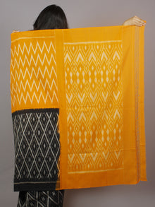 Yellow Black Grey Ikat Handwoven Pochampally Mercerized Cotton Saree - S031701245