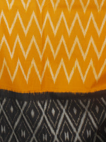 Yellow Black Grey Ikat Handwoven Pochampally Mercerized Cotton Saree - S031701245
