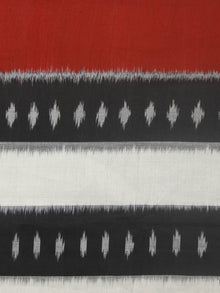 Ivory Black Maroon Grey Ikat Handwoven Pochampally Mercerized Cotton Saree - S031701249