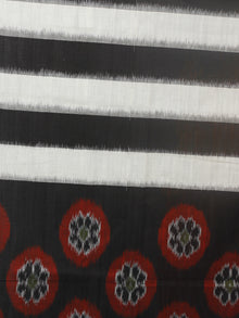 Black White Red Grey Ikat Handwoven Pochampally Mercerized Cotton Saree - S031701251