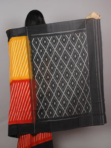 Yellow Red Black Ivory Ikat Handwoven Pochampally Mercerized Cotton Saree - S031701252