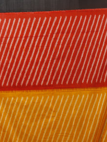 Yellow Red Black Ivory Ikat Handwoven Pochampally Mercerized Cotton Saree - S031701252