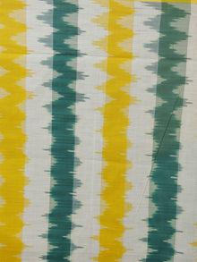 Yellow Green White Ikat Handwoven Pochampally Mercerized Cotton Saree - S031701255