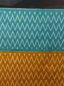 Mustard Teal Green Black Ivory Ikat Handwoven Pochampally Mercerized Cotton Saree - S031701256