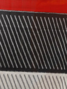 Black White Red Grey Ikat Handwoven Pochampally Mercerized Cotton Saree - S031701257
