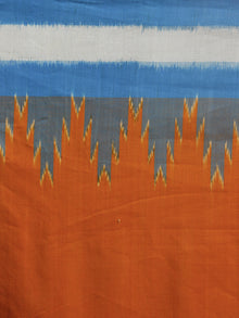 Yellow Azure White Grey Ikat Handwoven Pochampally Mercerized Cotton Saree - S031701258