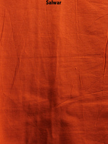 Orange Yellow Hand Block Printed Cotton Suit-Salwar Fabric With Chiffon Dupatta - S1628126